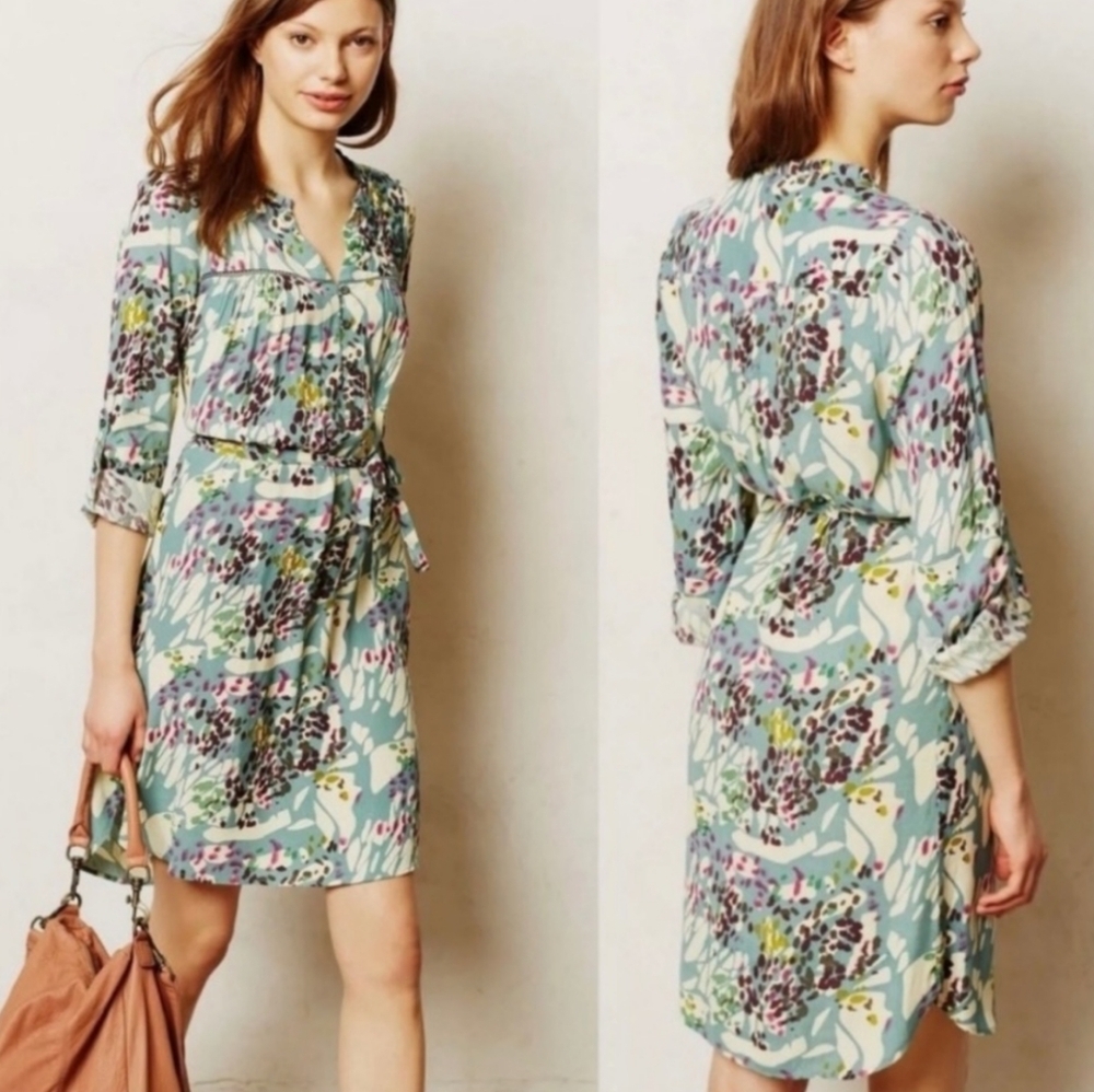 Anthropologie Dolan floral belted dress size S